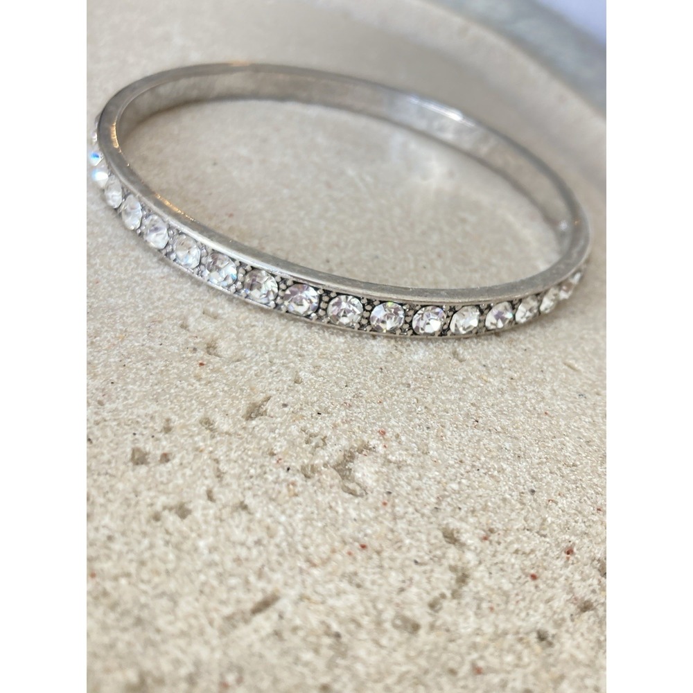 Silver Tone Clear Rhinestone Bangle Bracelet Crown Mark Romantic Party Event